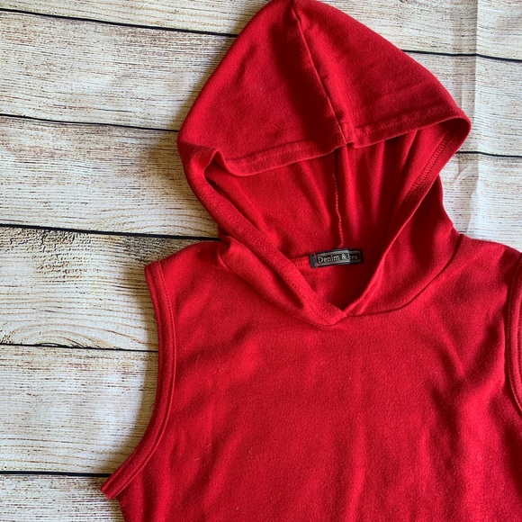 Denim & Blues | Girls Red Sleeveless Hoodie - Picture 2 of 11